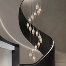 GobekUsa Crystal Chandelier Stair Pendant Lamp Living Room Interior Lighting