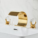 GobekUsa Gold Crystal Handle Bathroom Faucet - Widespread Brass Sink Tap