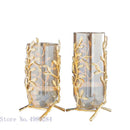 GobekUsa Gold Frame Glass Vase with Rattan Branches for Home Decor & Flower Arrangement