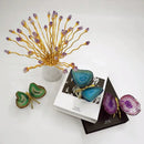 GobekUsa Agate Butterfly Ornament Brass Insect Statue Home Decoration