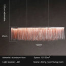 GobekUsa LED Tassel Chandelier Pendant Light for Living Room Villa Hall Silver Lustre