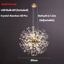 GobekUsa Dandelion Spark LED Chandelier – Modern Art Crystal Lamps for Home Decor