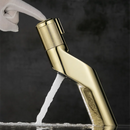 GobekUsa Gold Basin Faucet: Single Handle Push-Button Mixer Tap for Bathroom, Brass Material