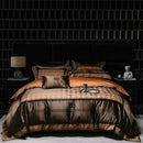 GobekUsa Luxe Brocade Jacquard Bedding Set with Egyptian Cotton & Embroidery