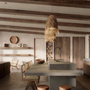 GobekUsa Handwoven Rattan LED Chandelier Pendant Light Fixture for Dining Room & Bar