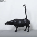 GobekUsa Cowherd Shepherd Boy Resin Figure Sculpture for Modern Home Decor
