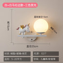 GobekUsa Children's Room Bedside Lamp: Creative Cartoon Eye Protection Led Wall Art Sconce