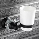 GobekUsa Black Brass & Crystal Bathroom Accessories Set - Towel Rack, Towel Bar, Paper Holder, Soap Dish, Cup Holder, Toilet JM251