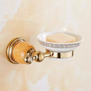 GobekUsa Brass Jade Bathroom Accessories Set: Towel Bar, Soap Holder, Towel Rack, Glass Shelf