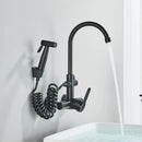GobekUsa Black SUS 304 Wall Mounted Gourmet Kitchen Faucet with Extendable Bidet