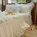 GobekUsa Lace Ruffles Bed Skirt Set with Pillowcases for 1.2-2M Beds