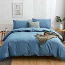 GobekUsa Cotton 4pcs Bedding Set Double Queen Solid Color Duvet Cover Flat Bed Sheet