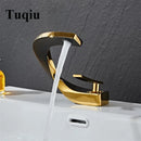 GobekUsa Black & Gold Basin Faucet: Brushed Gold/Nickel/Chrome Mixer Tap, Hot & Cold Water