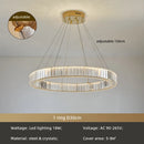 GobekUsa Crystal Circle LED Chandelier: Dimmable Pendant Lighting for Modern Stairs