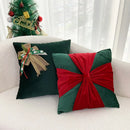 GobekUsa Christmas Bow Patchwork Velvet Pillow Cover Set for Festive Home Decor