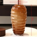 GobekUsa Geometric Frosted Glass Vase with Tartan Floral Arrangement