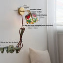 GobekUsa Colorful Square Glass LED Wall Lights with Pull Chain Switch - Tiffany Style