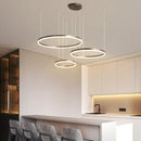 GobekUsa Brushed Rings LED Pendant Chandelier in Gold Coffee Color