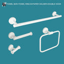GobekUsa Bathroom Accessory Set: Towel Rack, Toilet Brush, Paper Holder, Toothbrush Holder, Soap Tray