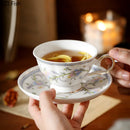 GobekUsa Lace Floral Ceramic Cup&saucer Set for Elegant Dining and Tea Time