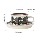 GobekUsa Hand-Drawn Ceramic Espresso Cup with Saucer, 8oz Cappuccino Cups