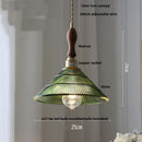 GobekUsa Amber Glass LED Pendant Lamp Walnut Wood Copper Hanging Light