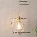 GobekUsa Clear Leaf Glass LED Pendant Copper Switch Kitchen Dining Room Light