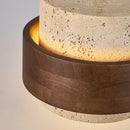 Japanese Stone Pendant Light in Walnut Wood Finish