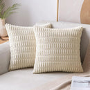 GobekUsa Corduroy Striped Throw Pillow Covers | Soft White Decorative Square Cushion Case