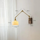 GobekUsa Copper Wall Lamp with Pull Chain Switch, Nordic Design, LED Bulb, Ceramic Lampshade