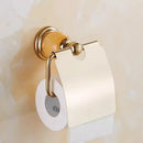 GobekUsa Brass Jade Bathroom Accessories Set: Towel Bar, Soap Holder, Towel Rack, Glass Shelf