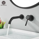GobekUsa Gold Brass Bathroom Faucet with Modern Lever Handle, Wall Mount Sink Tap