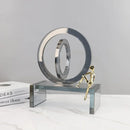 GobekUsa Geometric Crystal Rings Golden Man Ornament Glass Figurines Home Decor