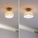 GobekUsa Copper Wood LED Ceiling Lamp Ceramic Modern Ceiling Lights for Home Decor