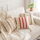 GobekUsa Boho Geometric Tassel Cushion Cover Cotton Linen Crochet Pillowcase