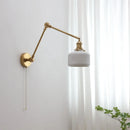 GobekUsa Copper Swing Arm Wall Lights Sconce Up Down LED Modern Ceramic Lampshade