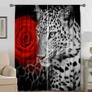 GobekUsa Animal Avatars Printed 2PC Curtains: Lions, Tigers, Leopards for Kitchen, Cafe, Living Room