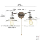 GobekUsa Glass 2-Light Wall Sconce with Pull Chain Switch for Bedroom and Bathroom