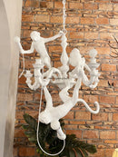 GobekUsa 3 Monkeys Pendant Chandelier - Black White Resin - High-end Indoor LED Decor