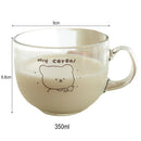 GobekUsa Bear Print Glass Coffee Mug with Handle for Home & Office