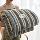 GobekUsa Japanese Striped Coral Fleece Blanket: Warm Sofa Cover, Office Nap Shawl, All Seasons