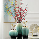 GobekUsa Gradient Ceramic Vase with Golden Leaves Cover for Modern Home Decor and Weddings