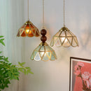 GobekUsa Blue Glass LED Pendant Light: Modern Nordic Tiffany Hanging Lamp for Bedroom & Dining Room