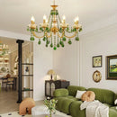 GobekUsa Green Crystal Chandelier for Living Room - Bohemian Style LED Pendant Lighting