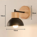 GobekUsa Black Wooden Wall Light Modern E27 LED Sconce Living Room Decor