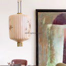 GobekUsa Bamboo Leaf Pattern Lantern Pendent Lamp - Hand-painted Japanese Style Room Decor