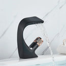 GobekUsa Black Brass Basin Faucet - Cold & Hot Waterfall Sink Tap
