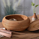 GobekUsa Handwoven Rattan Storage Box With Lid - Kitchen Food Container & Home Organizer
