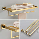 GobekUsa Gold Bathroom Hardware Set: Hook, Towel Rail, Bar, Shelf, Tissue Holder & More