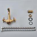 GobekUsa Antique Brass Dual Handle Basin Faucet Deck Mounted Bathroom Mixer Tap